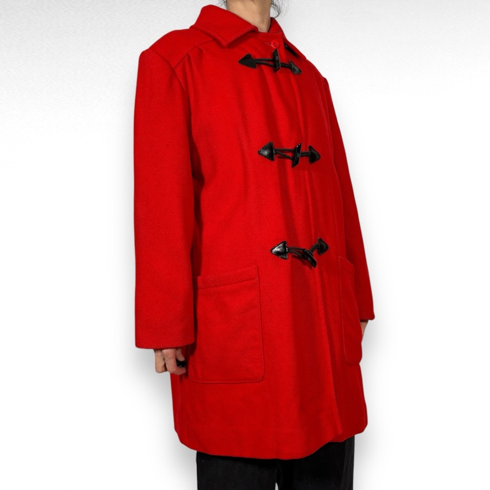 Vintage Pendleton Wool Duffle Jacket Coat Sz Medium Red Winter Plaid Preppy Twee - Picture 4 of 15